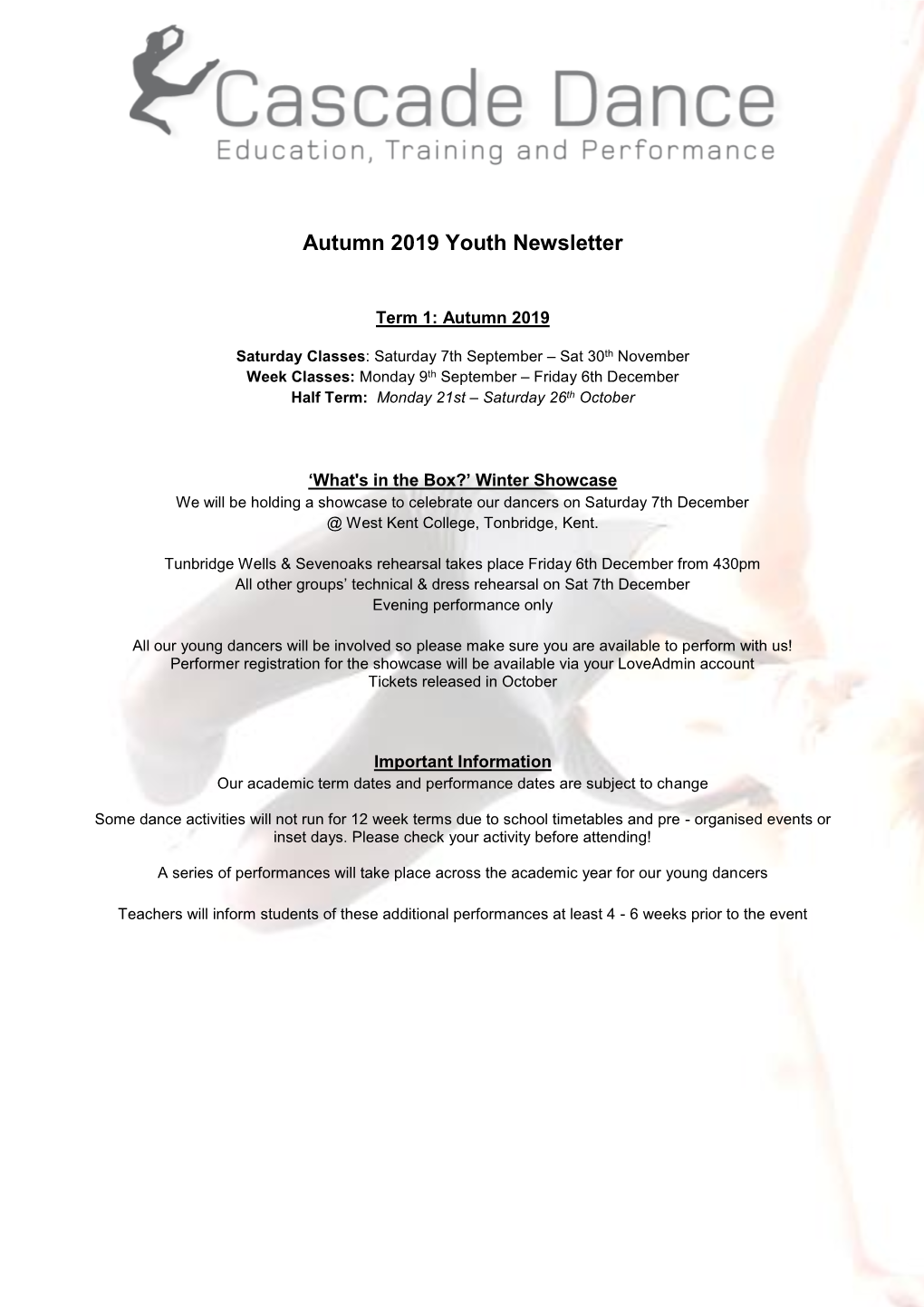 Autumn 2019 Youth Newsletter