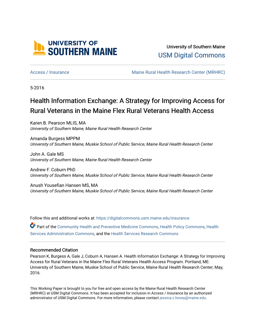 Health Information Exchange: a Strategy for Improving Access for Rural Veterans in the Maine Flex Rural Veterans Health Access