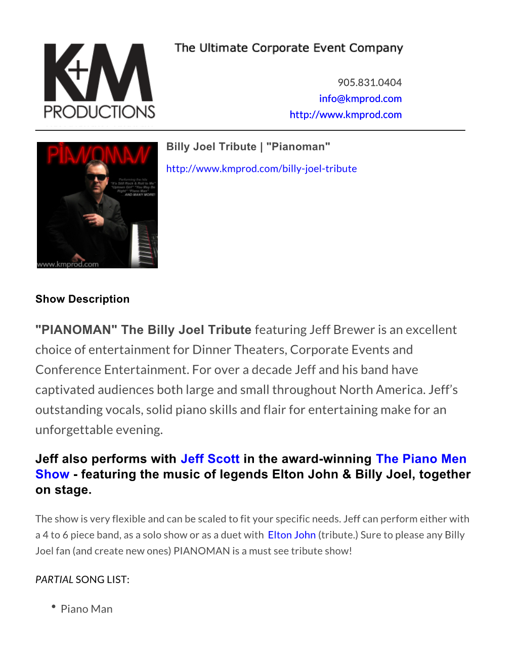 Billy Joel Tribute | PIANOMAN | Featuring Jeff Brewer