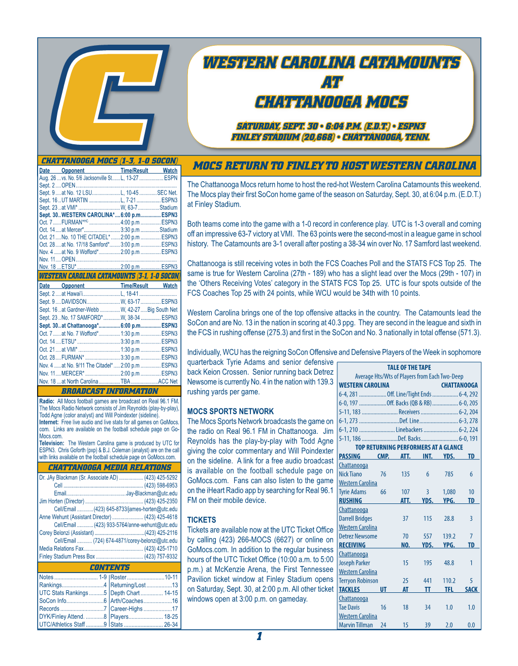 Western Carolina Catamounts at Chattanooga Mocs