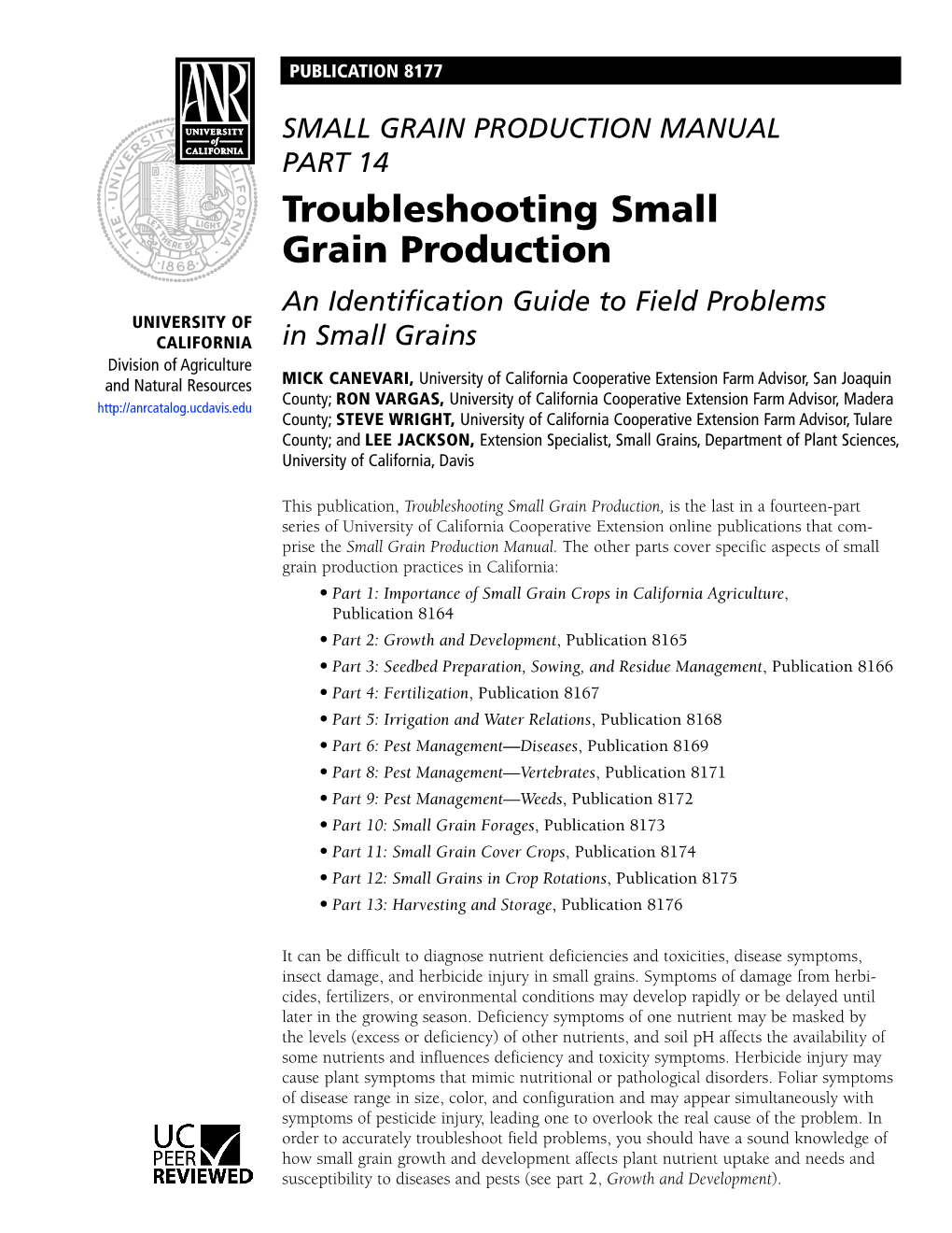 Troubleshooting Small Grain Production
