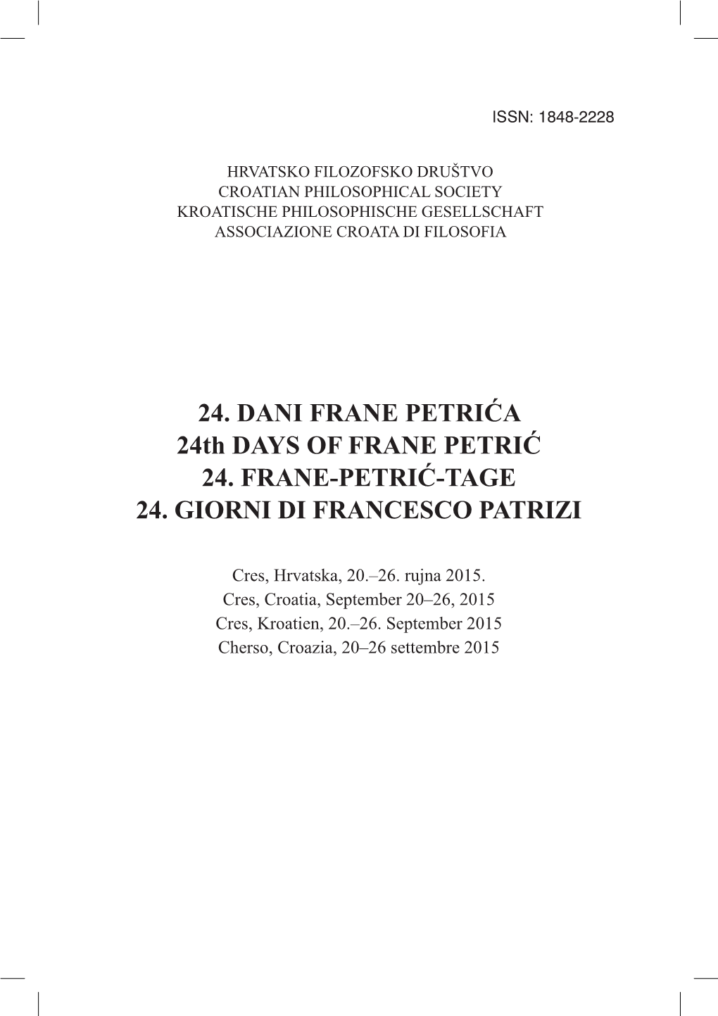 24Th DAYS of FRANE PETRIĆ 24