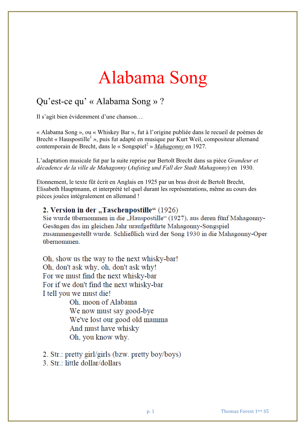 Alabama Song