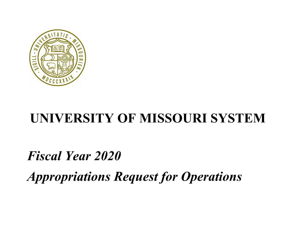Fiscal Year 2020 Appropriations Request for Operations