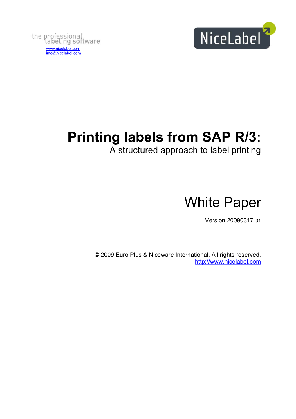 Printing Labels from SAP R/3: a Structured Approach to Label Printing