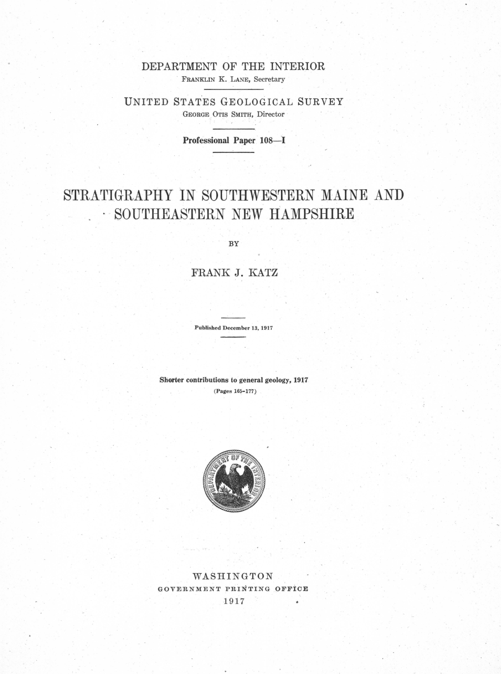 Stratigraphy in Southwestern M·Aine and Southeastern New H.Ampshire