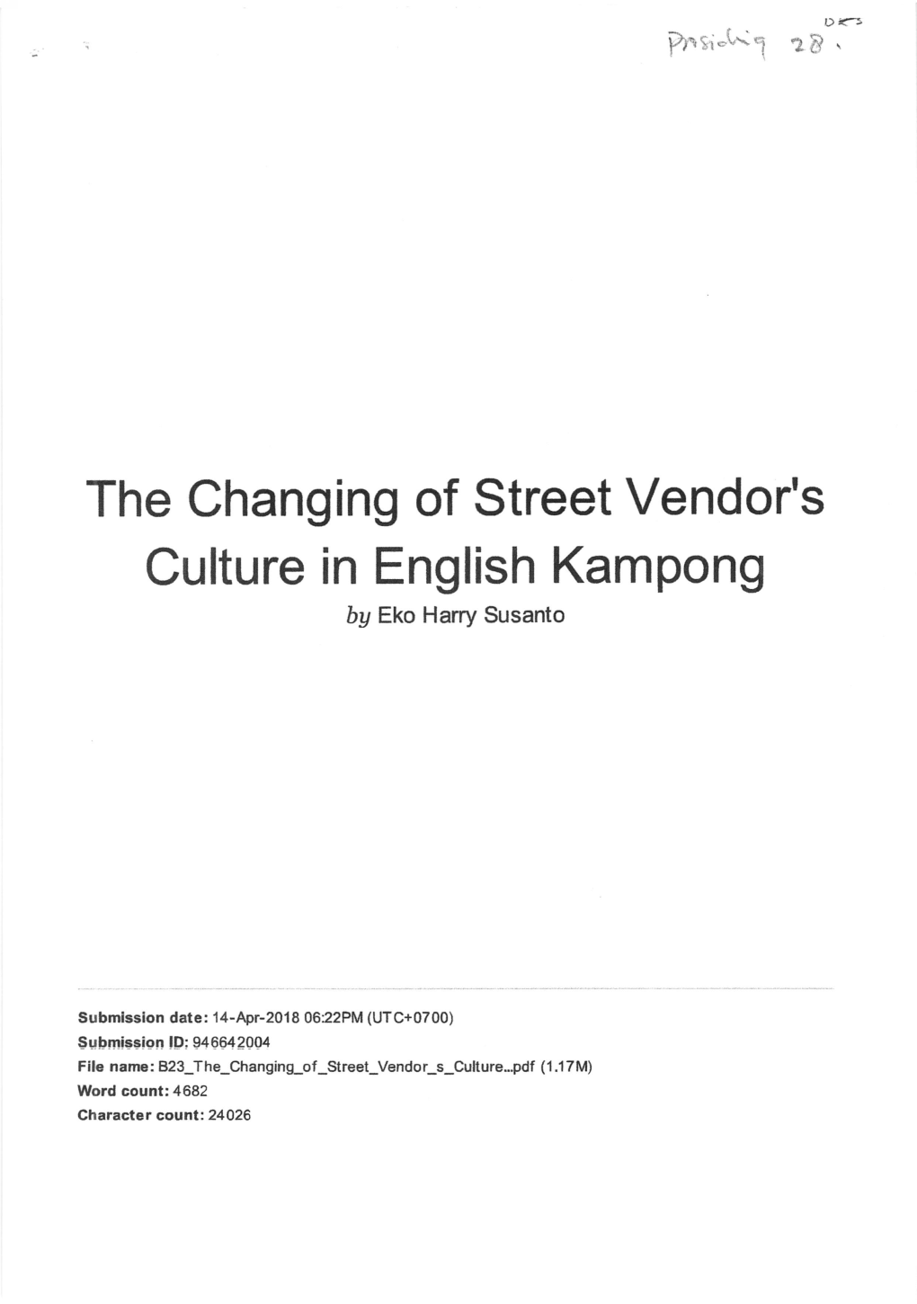 The Changing of Street Vendor's Culture in English Kampong by Eko Harry Susanto