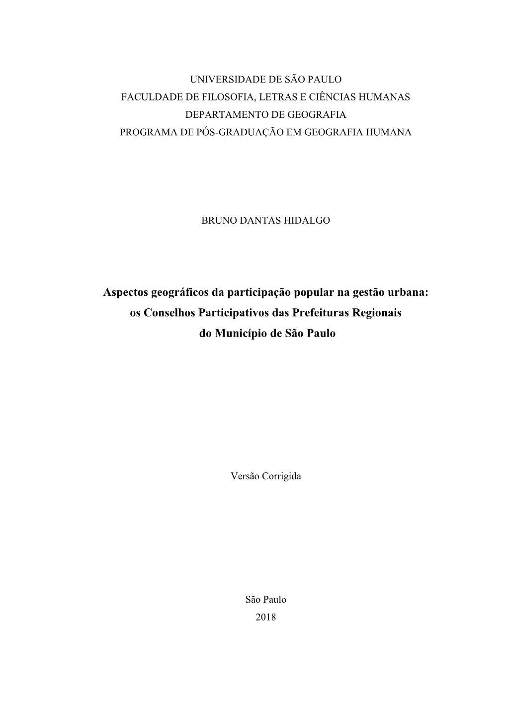 Os Conselhos Participativos Das Prefeituras Regionais Do Município De São Paulo