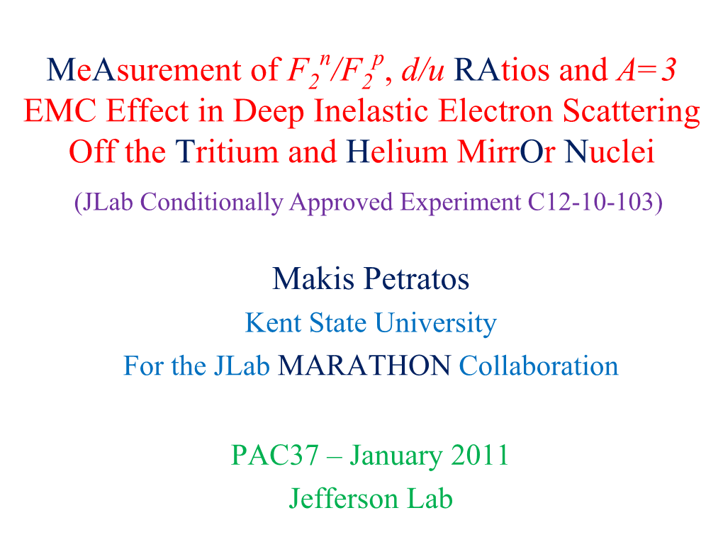 Measurement of F /F , D/U Ratios and A=3 EMC Effect in Deep Inelastic
