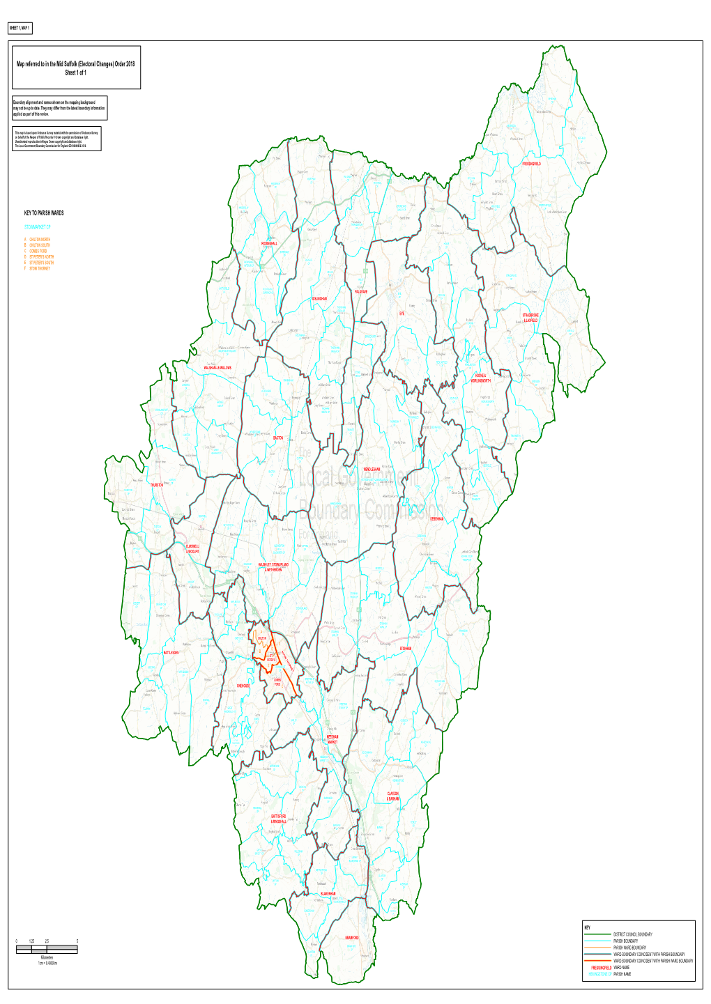 Map Referred to in the Mid Suffolk (Electoral Changes) Order 2018 Sheet 1 of 1