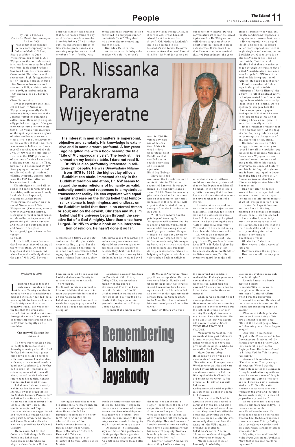 Remembering Lakshman Jayakody