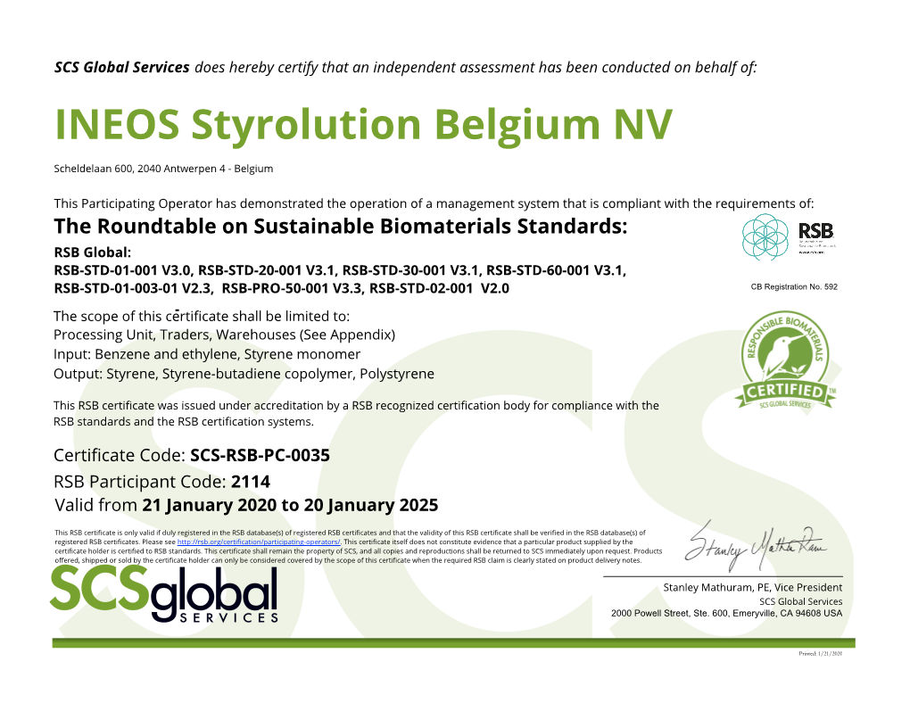 INEOS Styrolution Belgium NV