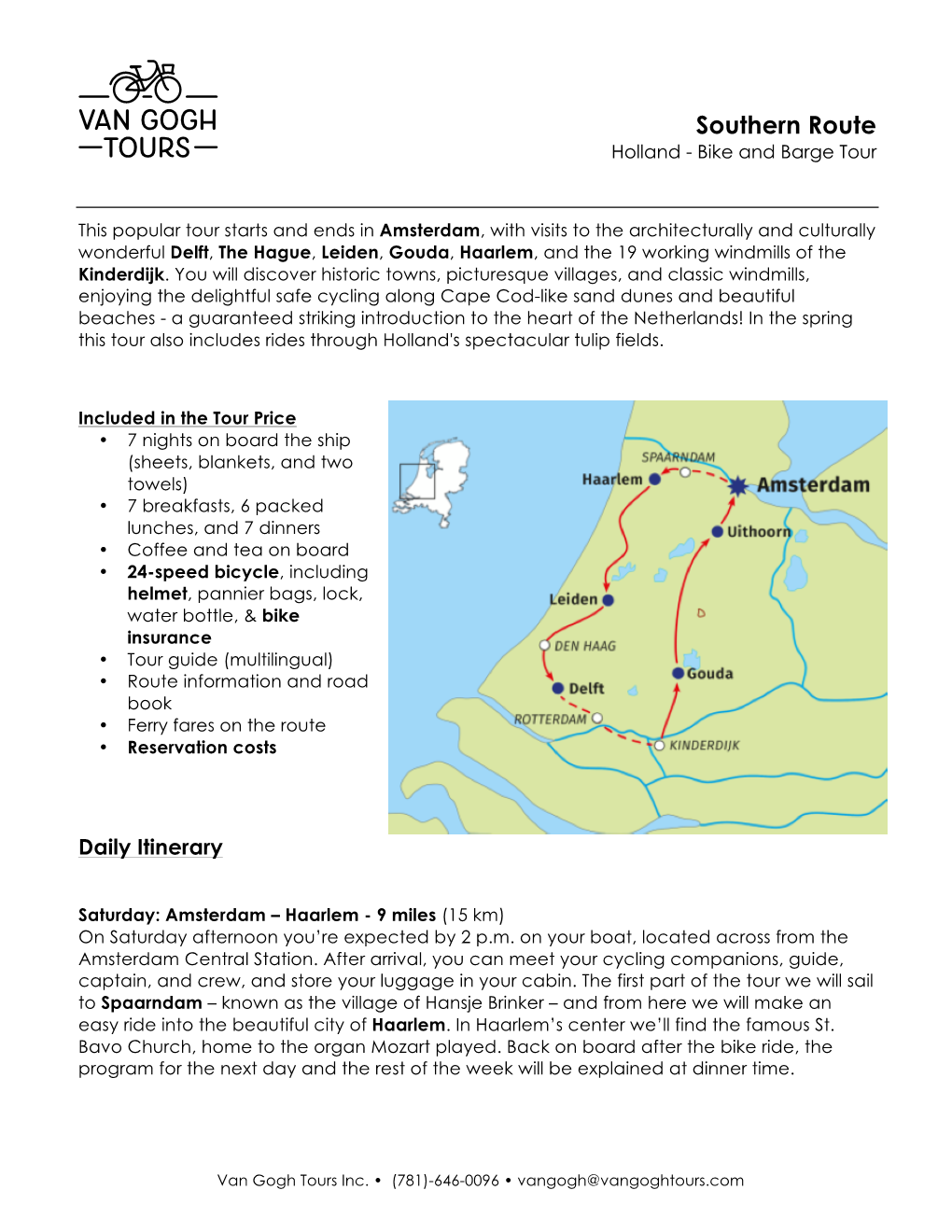 Southern Route Holland - Bike and Barge Tour