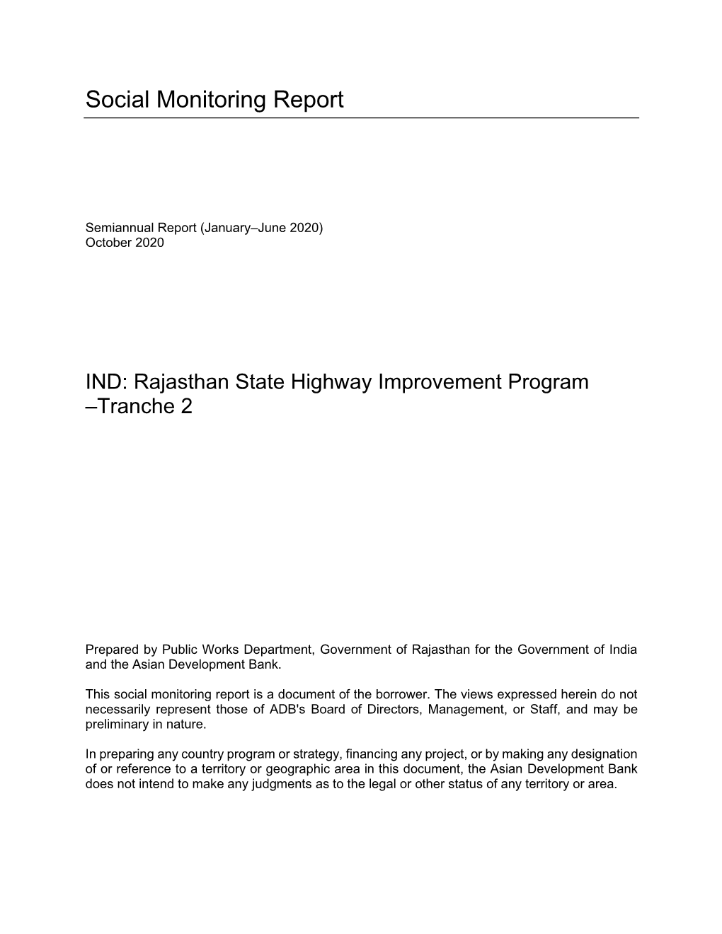 49228-003: Rajasthan State Highway Investment Program Tranche 2