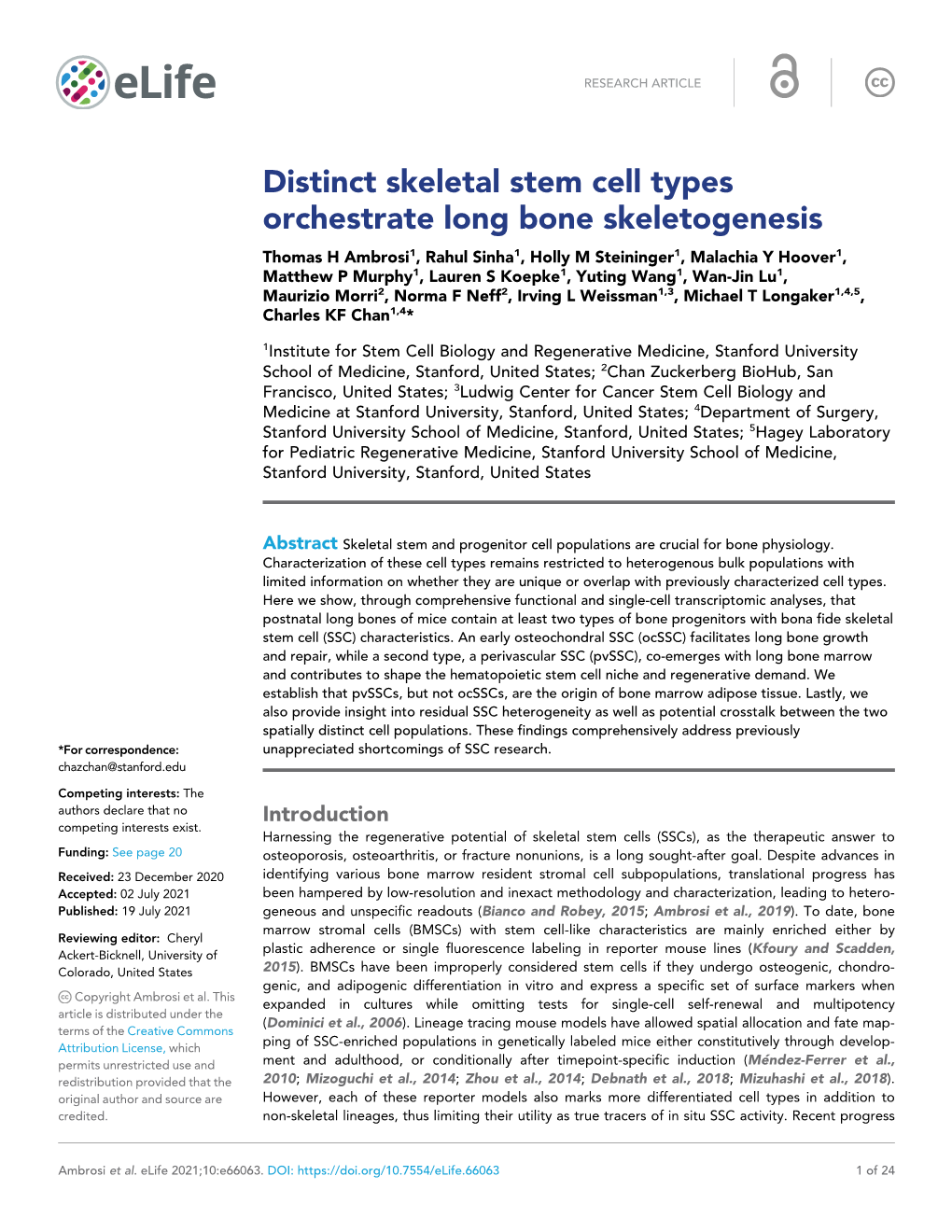 Distinct Skeletal Stem Cell Types Orchestrate Long Bone Skeletogenesis