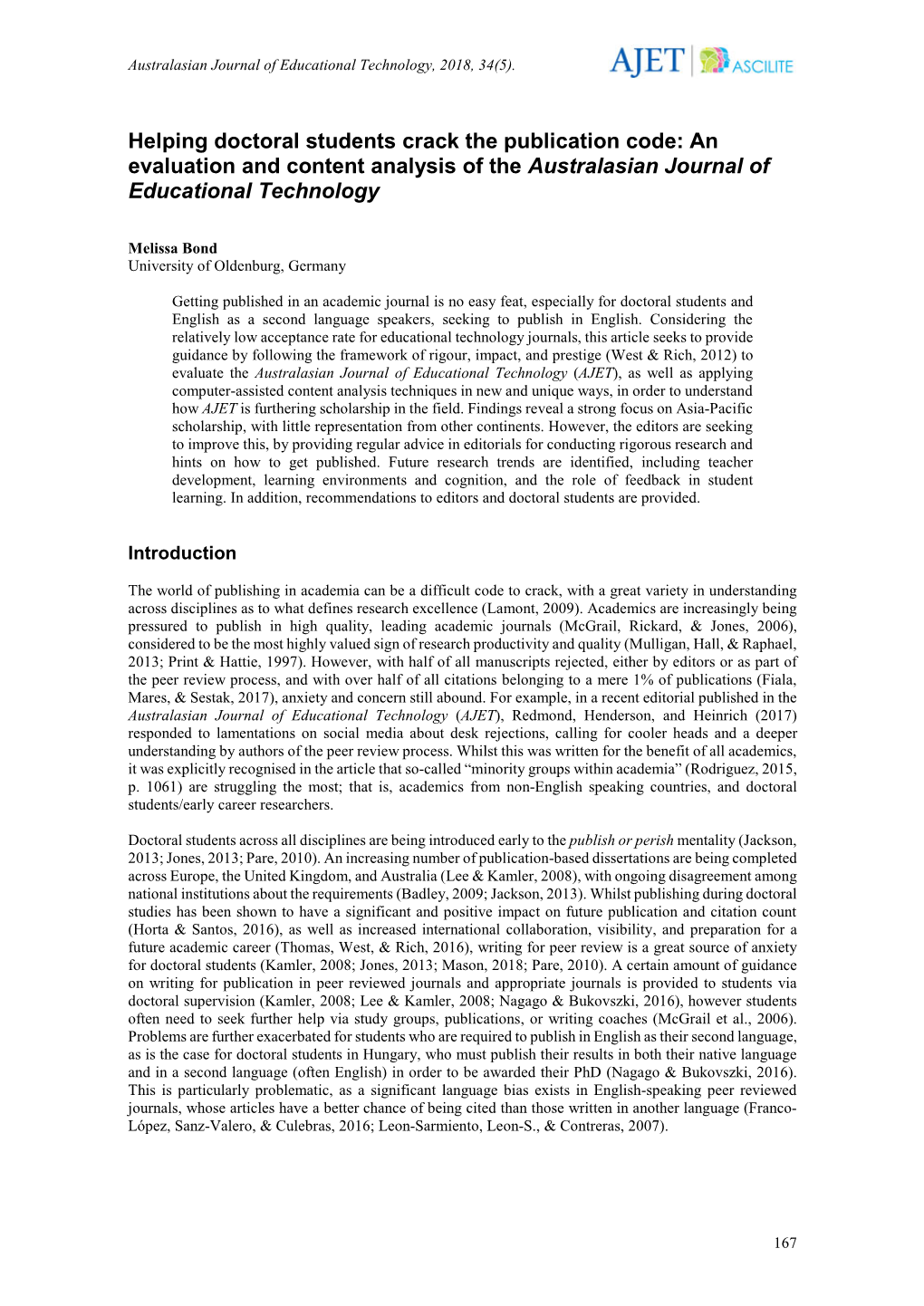 An Evaluation and Content Analysis of the Australasian Journal of Educational Technology