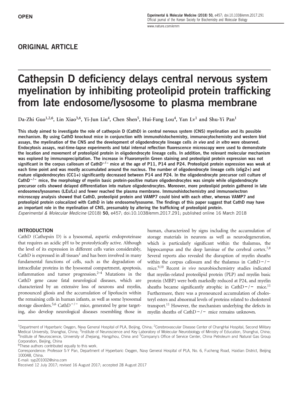 Cathepsin D Deficiency Delays Central Nervous System Myelination by Inhibiting Proteolipid Protein Trafficking from Late Endosom