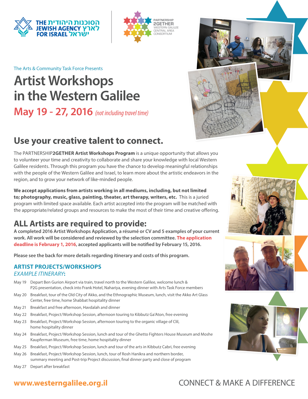 Artist Workshops in the Western Galilee May 19 - 27, 2016 (Not Including Travel Time)