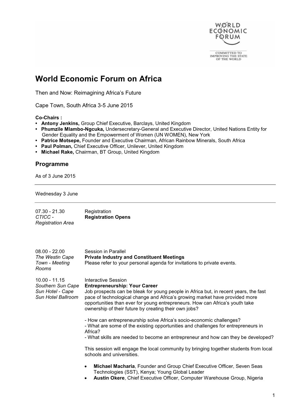 World Economic Forum on Africa