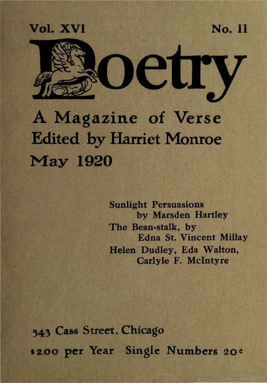 A Magazine of Verse Edited by Harriet Monroe May 1920