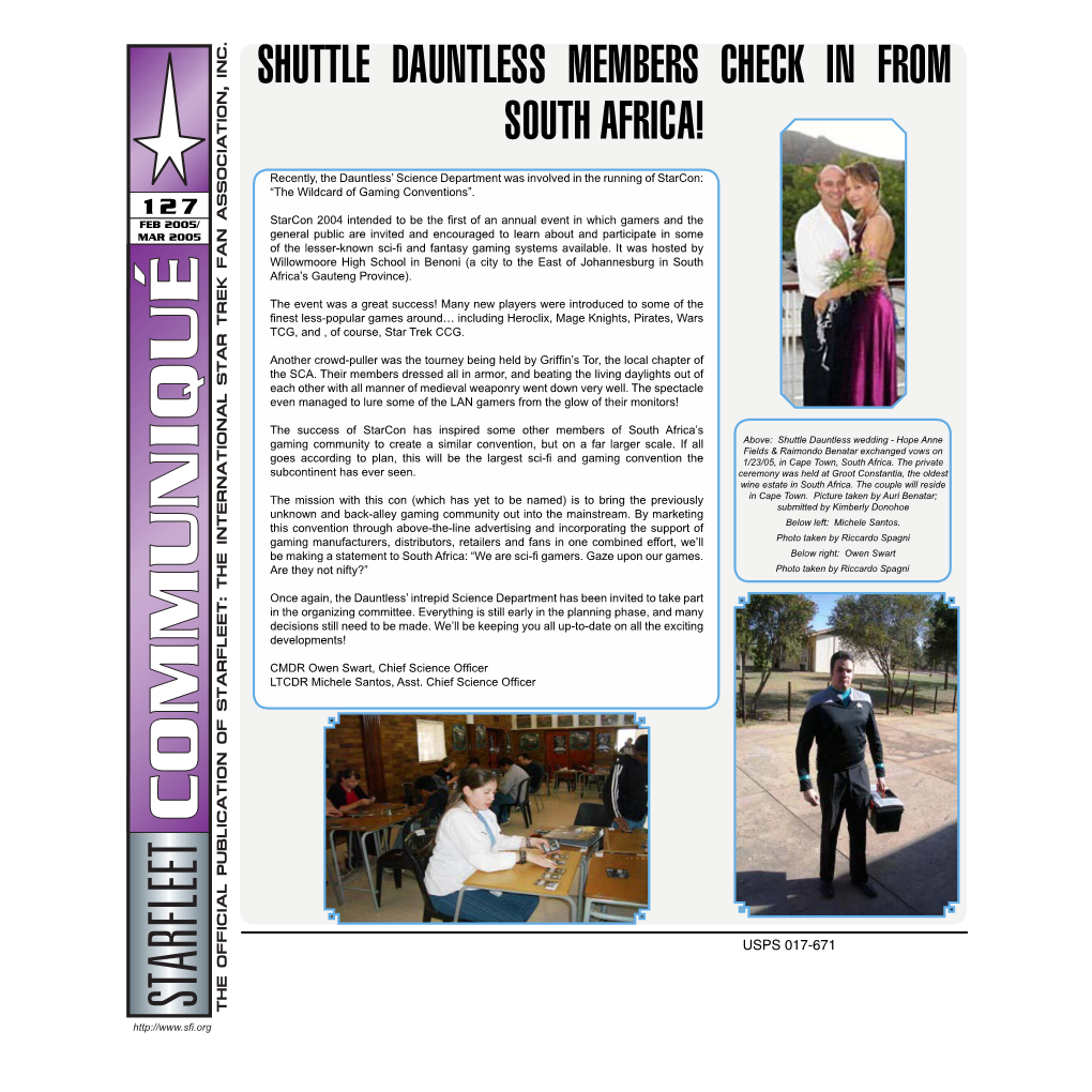 Shuttle Dauntless Members Check in from South Africa!