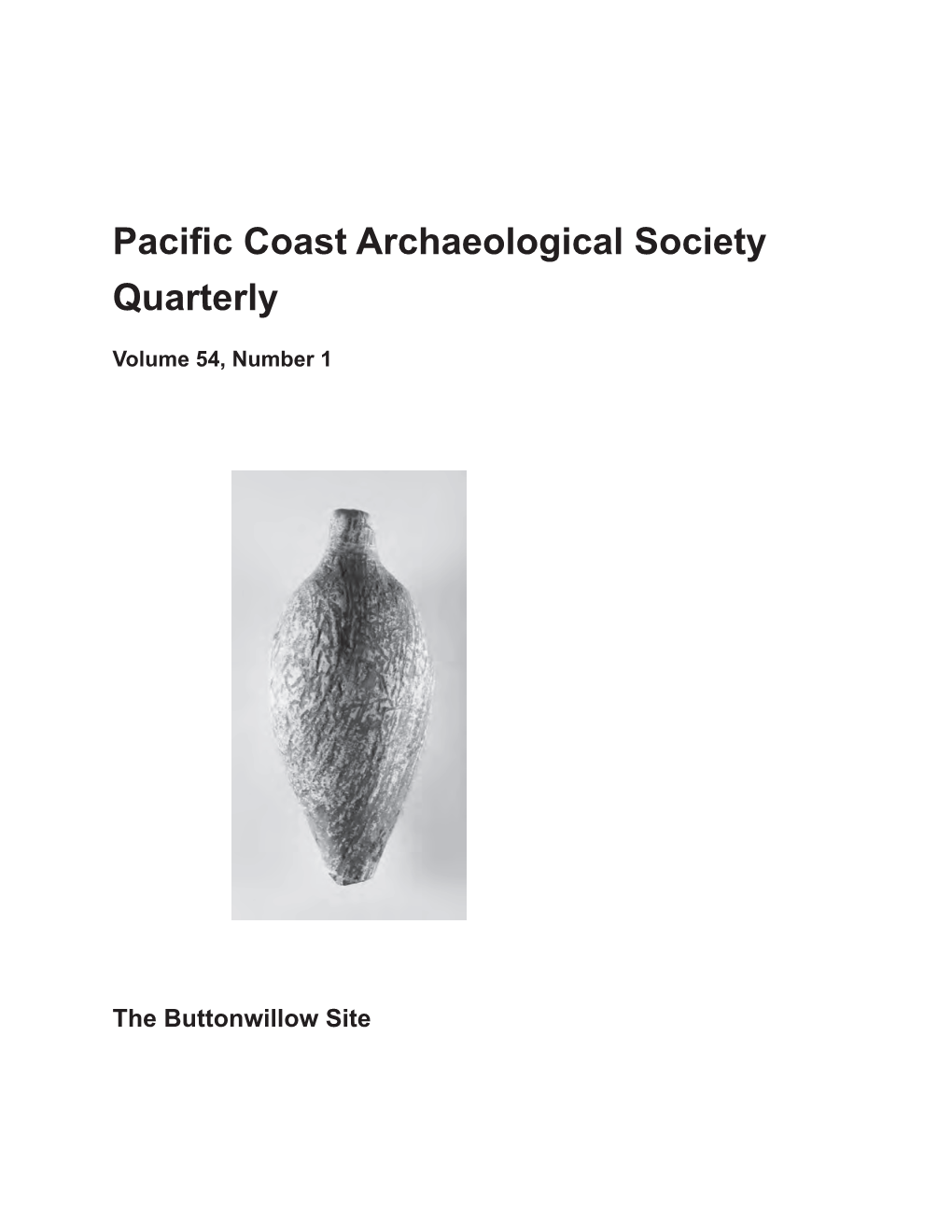 Pacific Coast Archaeological Society Quarterly