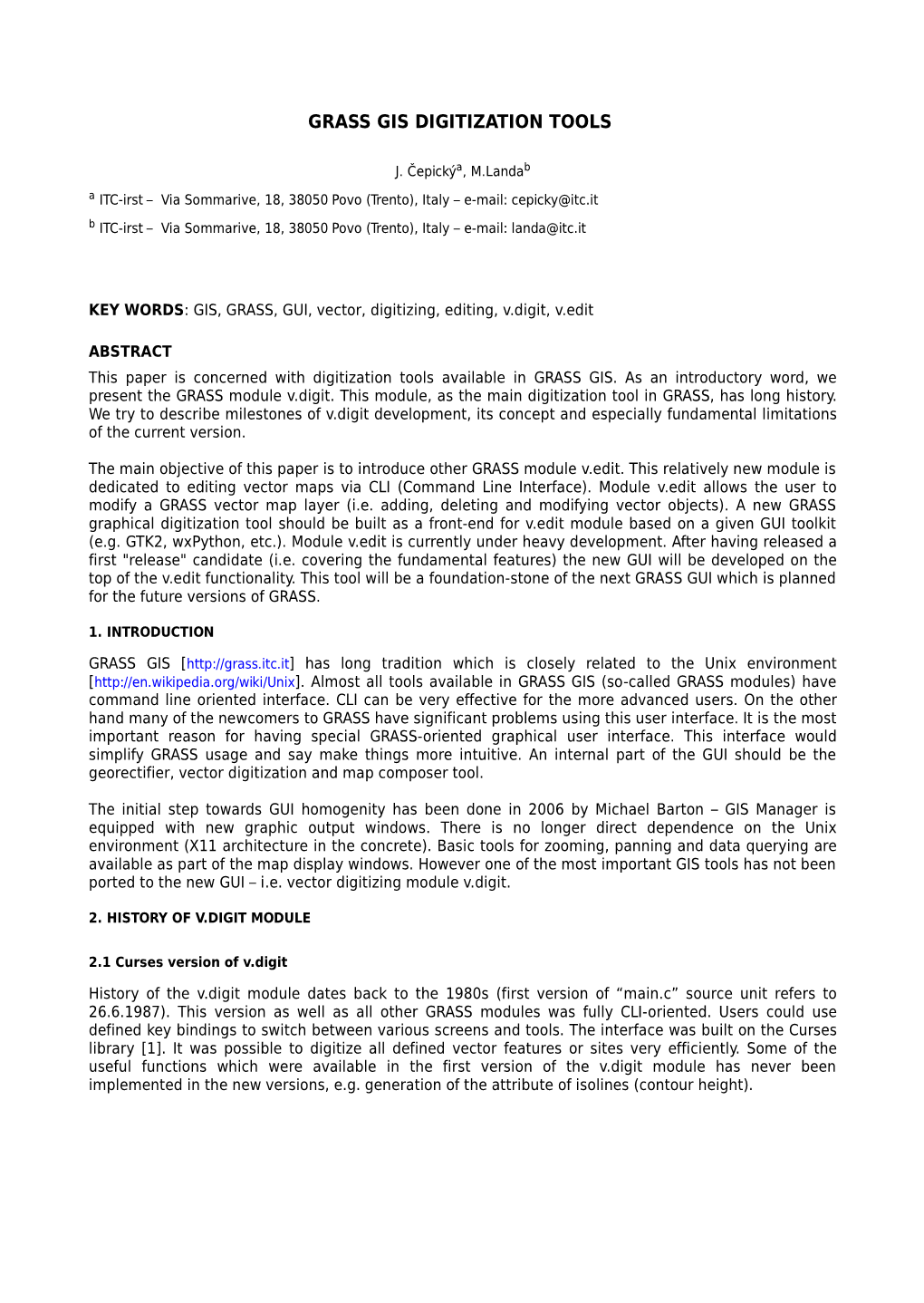 Grass Gis Digitization Tools