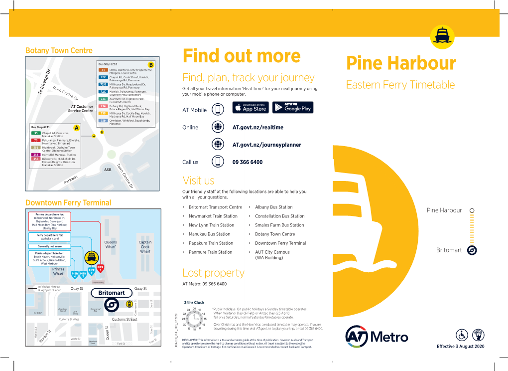 Pine Harbour Ferry Timetable