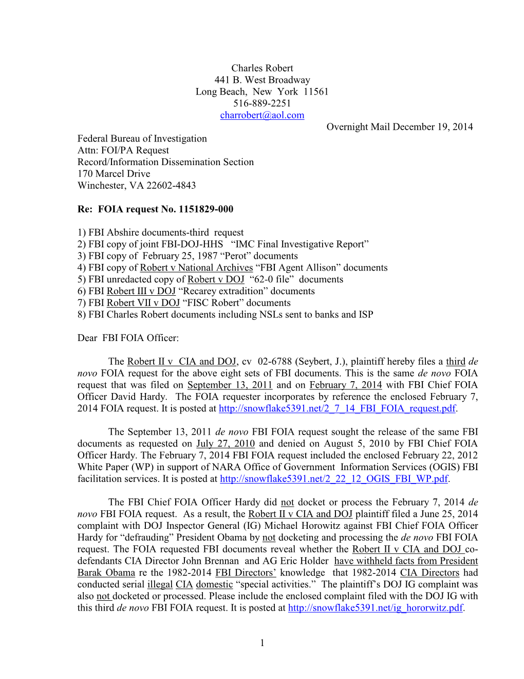 12/19/14 FBI FOIA Request