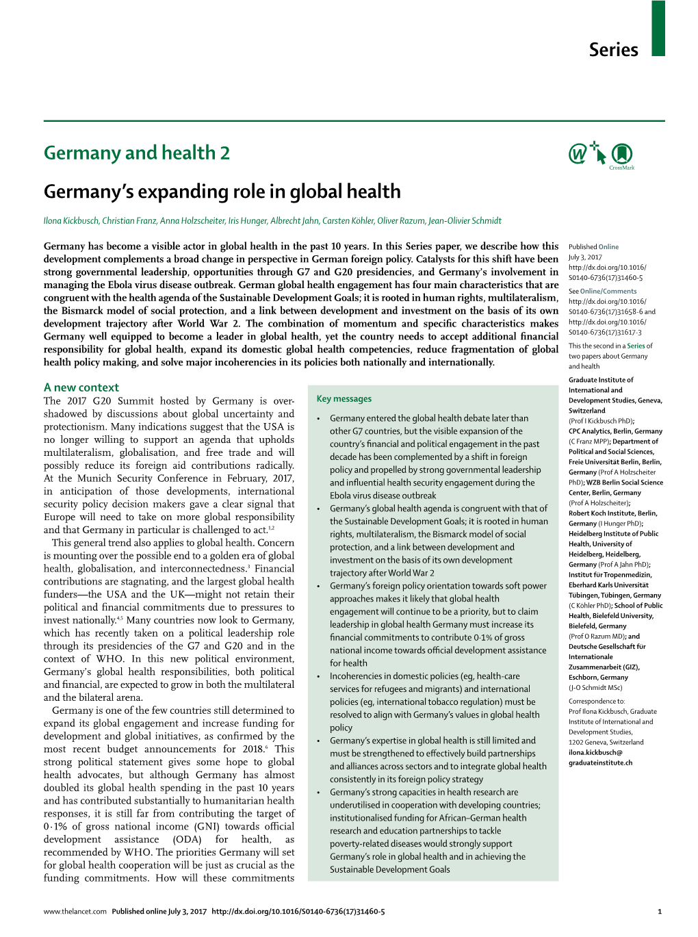 Germany's Expanding Role in Global Health, Www