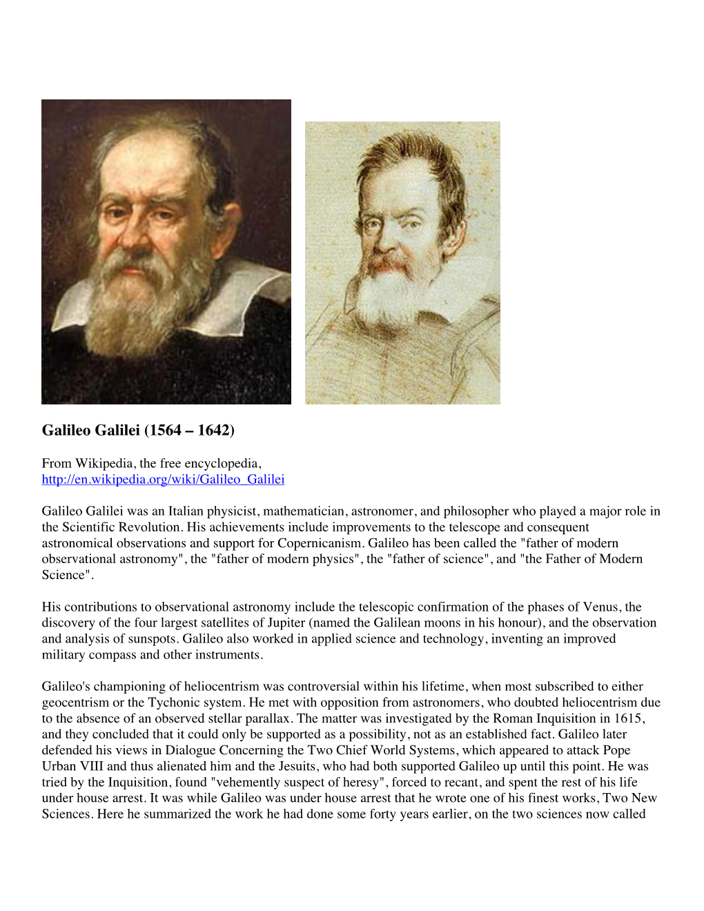 Galileo Galilei (1564 – 1642)