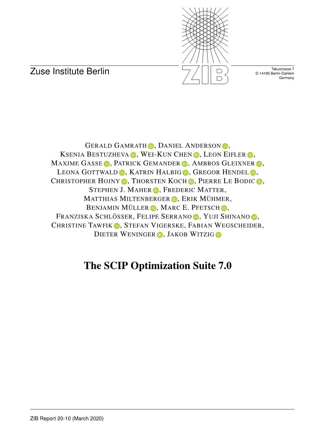 The SCIP Optimization Suite 7.0