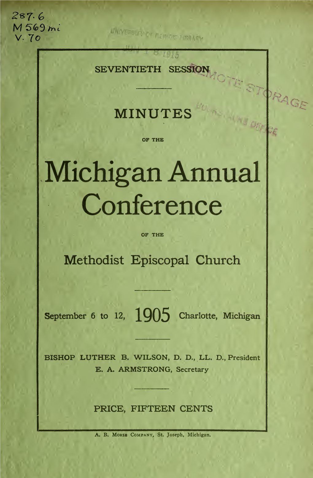 Annual Minutes of the Michigan Conference of the Methodist