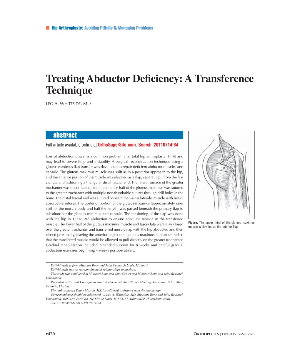 Treating Abductor Deficiency: a Transference Technique