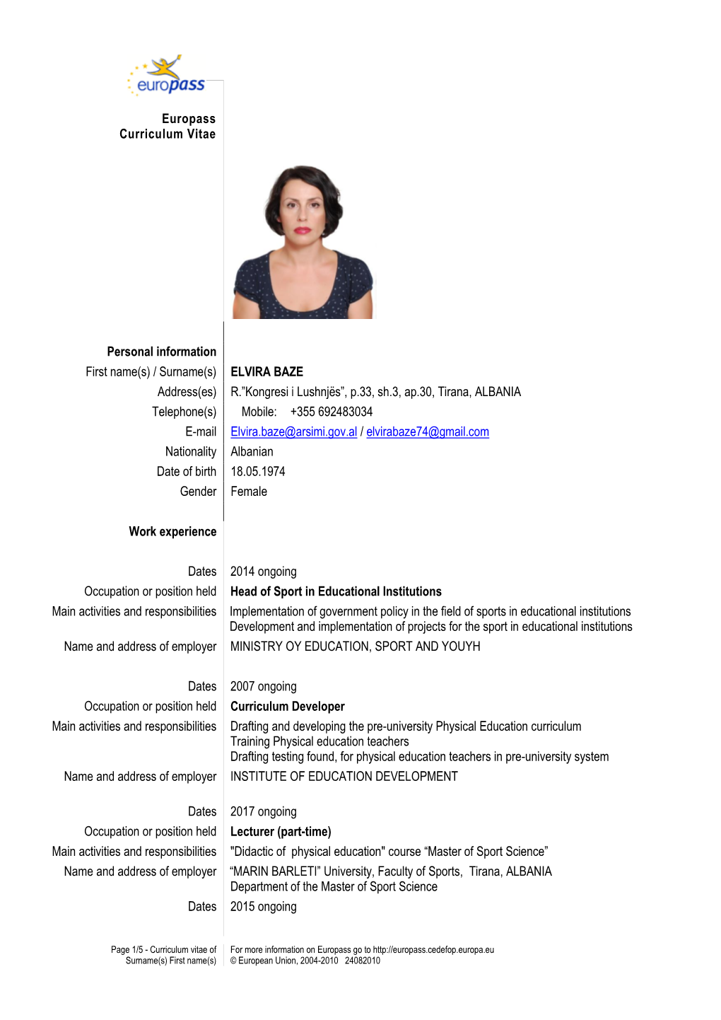 Europass Curriculum Vitae