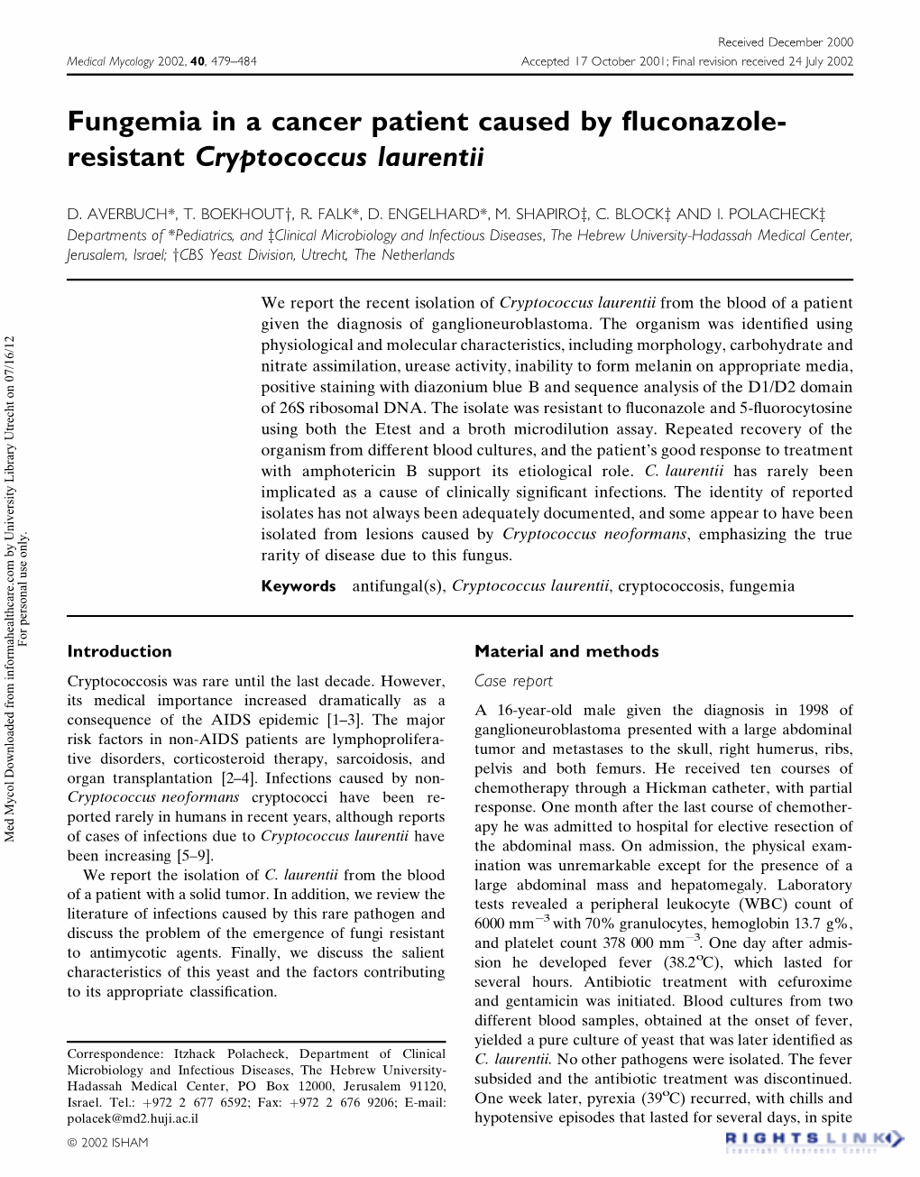 Resistant Cryptococcus Laurentii