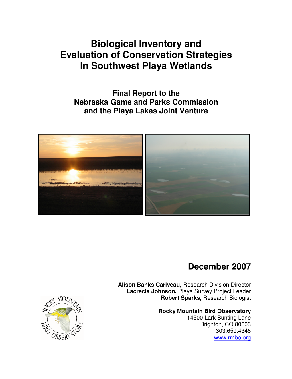 Biological Inventory and Evaluation of Conservation Strategies in Southwest Playa Wetlands