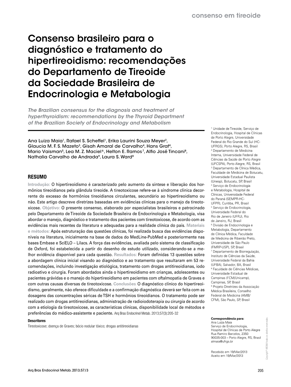 Recommendations by the Thyroid Department Of