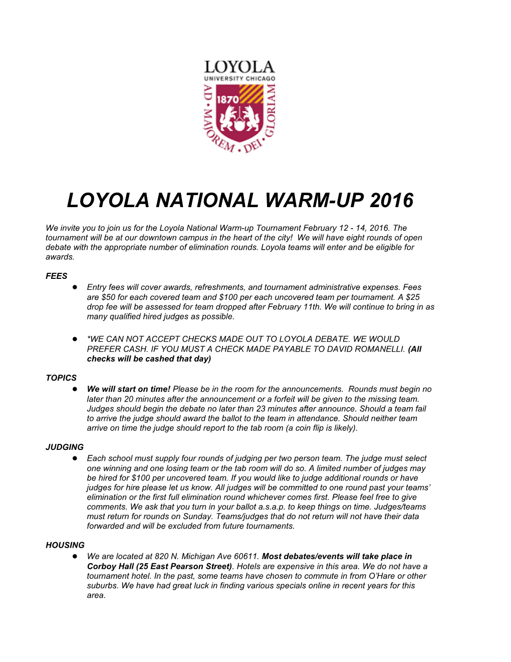 Loyola National Warm-Up 2016