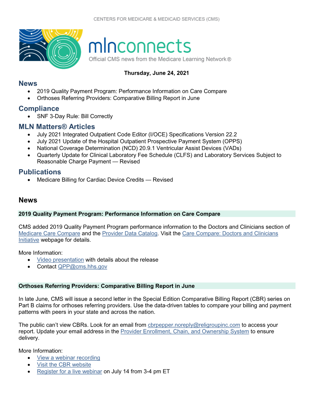 MLN Connects for Thursday, June 24, 2021