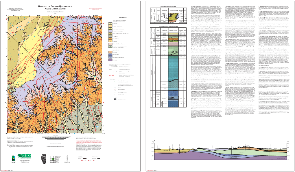 GEOLOGY of PULASKI QUADRANGLE Largely from Logs of Illinois Department of Transportation (IDOT) Bridge Borings