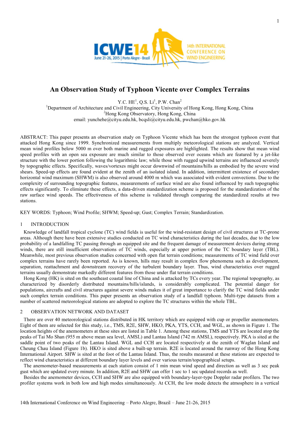 An Observation Study of Typhoon Vicente Over Complex Terrains