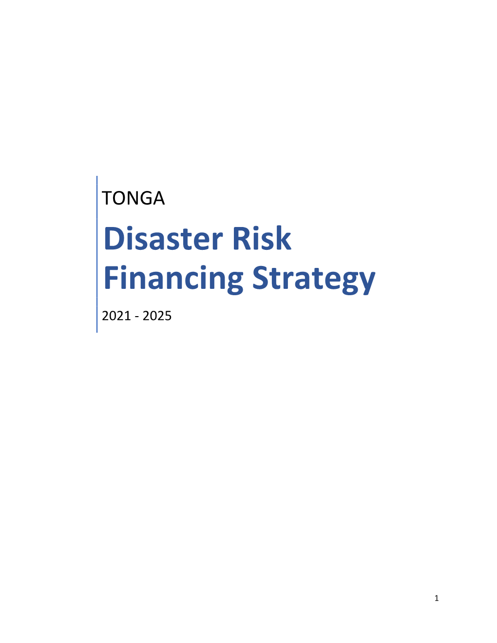 Tonga Disaster Risk Financing Strategy 2021-2025