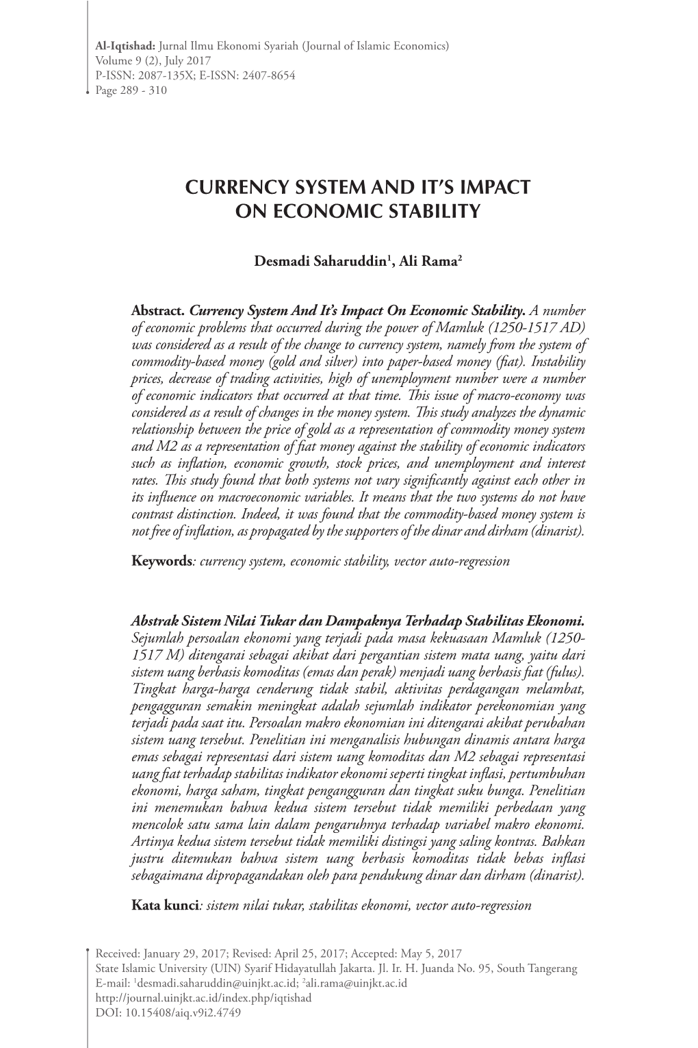 Currency System and It's Impact on Economic Stability