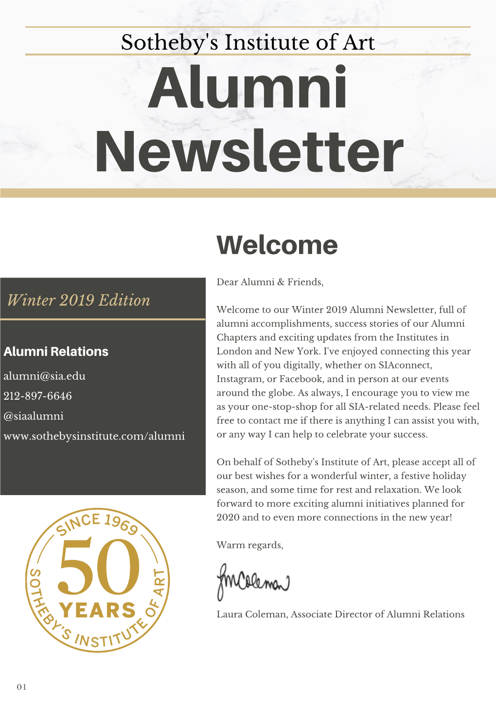 Alumni Newsletter Winter 2019