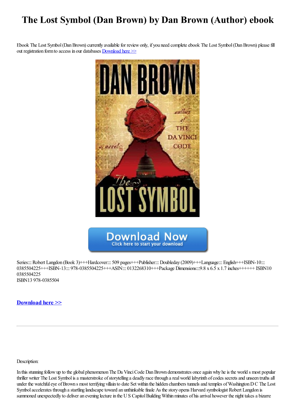 The Lost Symbol (Dan Brown) by Dan Brown (Author) Ebook