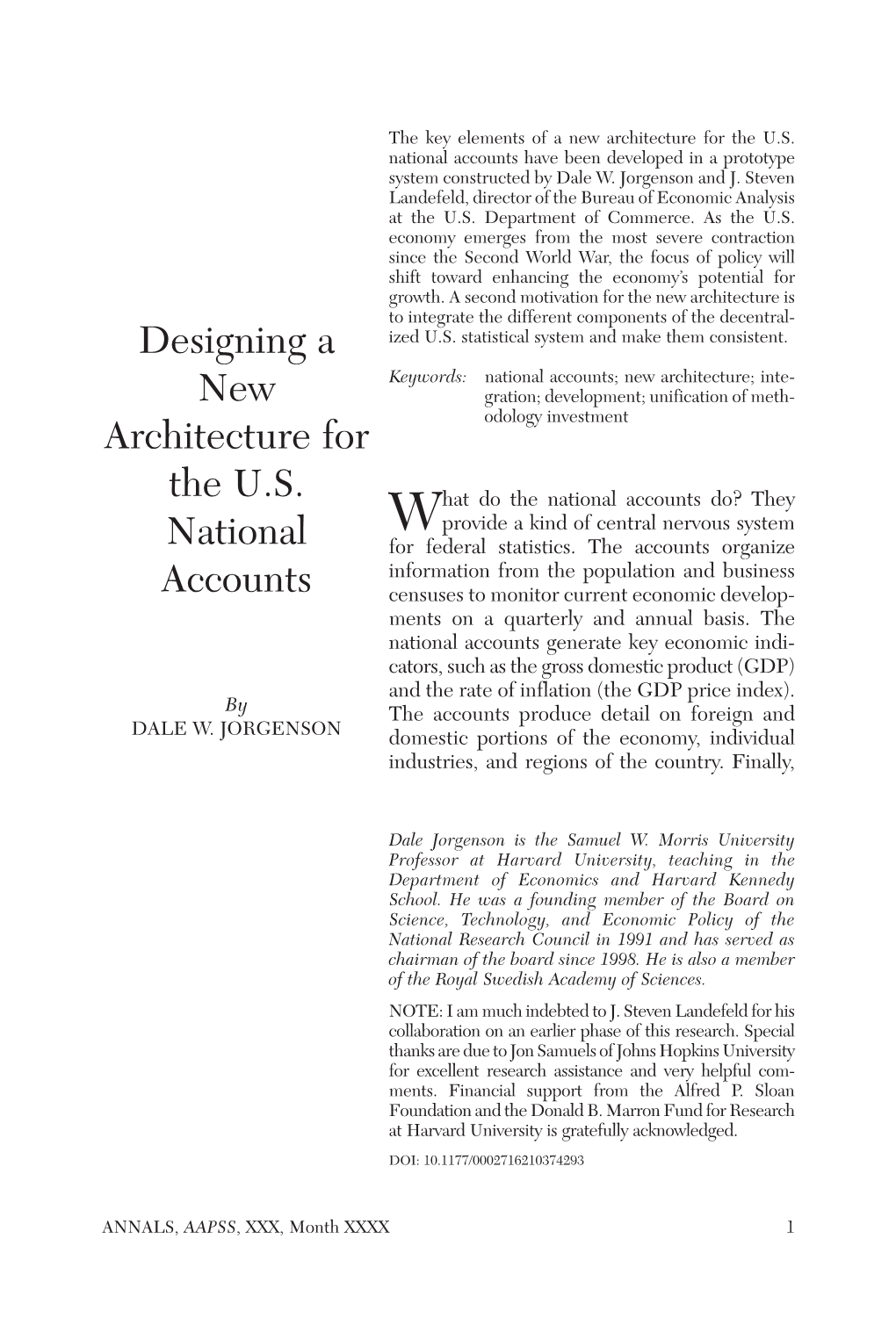 Designing a New Architecture for the U.S. National Accounts