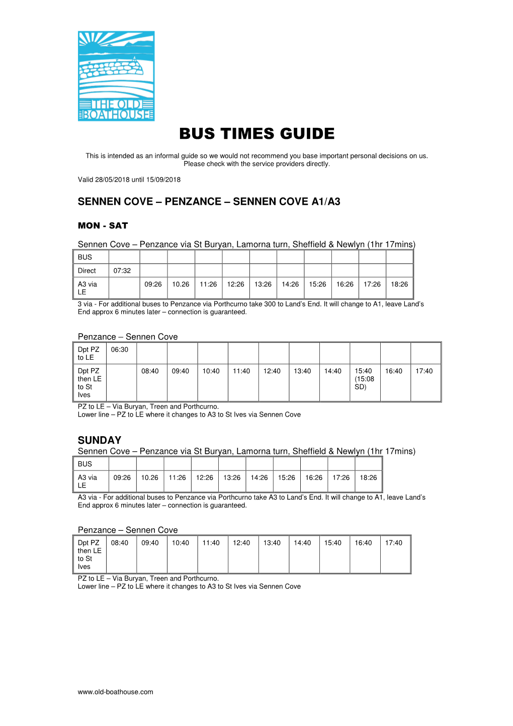 Bus Times Guide