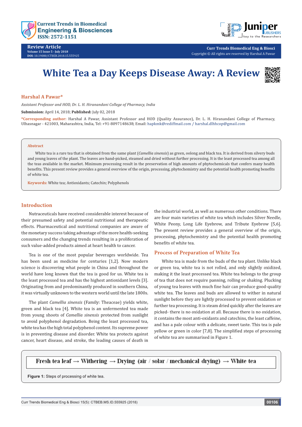 White Tea a Day Keeps Disease Away: a Review