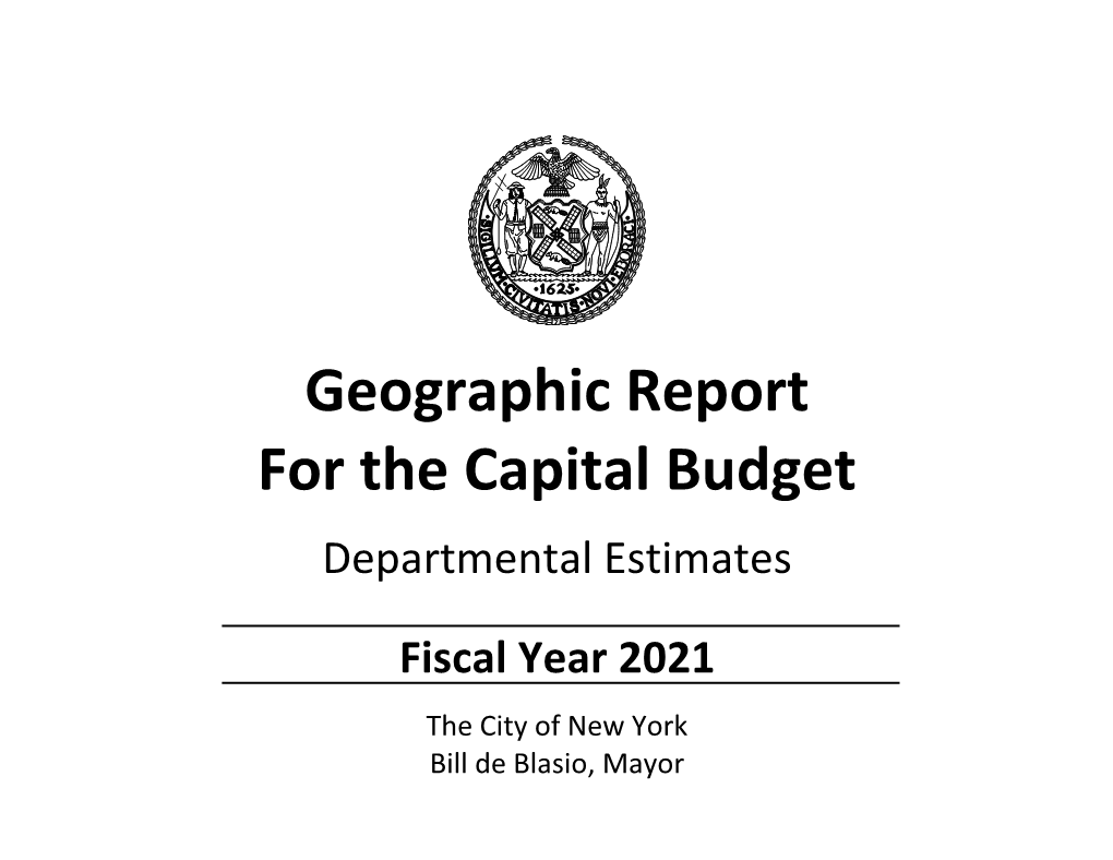 Geographic Report for the Capital Budget Departmental Estimates